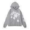 Mens Oversized Hoodie With Foil-Printed 55555 Letter Graphic Streetwear Cotton Fleece Sweatshirt Winter