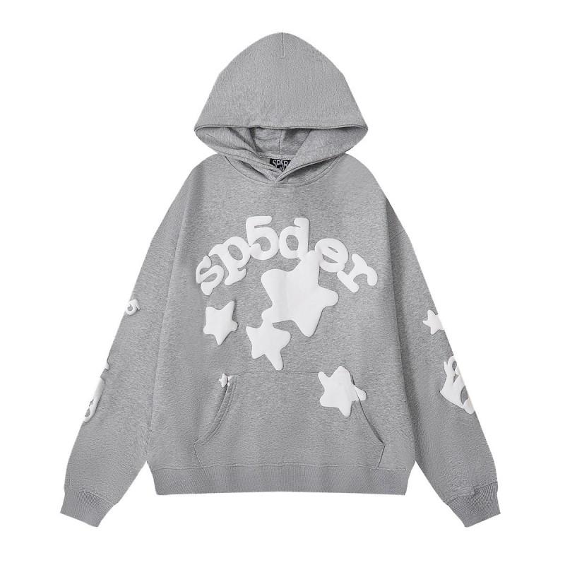 Mens Oversized Hoodie With Foil-Printed 55555 Letter Graphic Streetwear Cotton Fleece Sweatshirt Winter