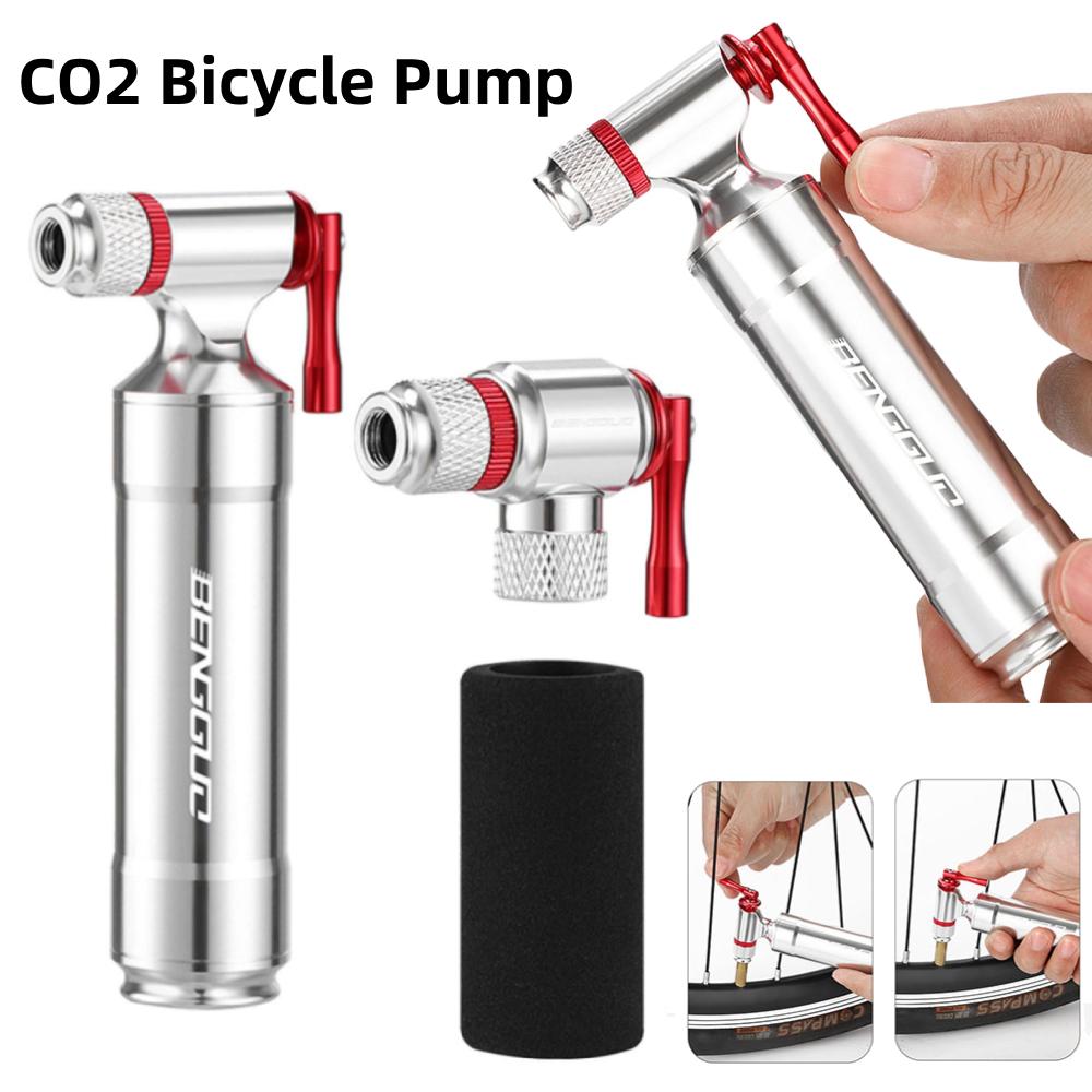 Portable Bike Pump CO2 Air Inflator Schrader & Presta Valve Mini Bicycle Fast Pump Tire Inflation Nozzle Bicycle Accessories