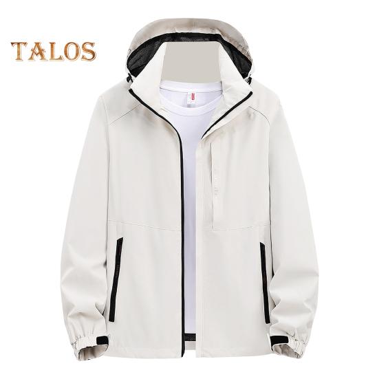 Pánská outdoorová trenčkotová bunda Stojáček s kapucí, dlouhý rukáv, zip, zapínání, bunda proti poškrábání, větruvzdorná