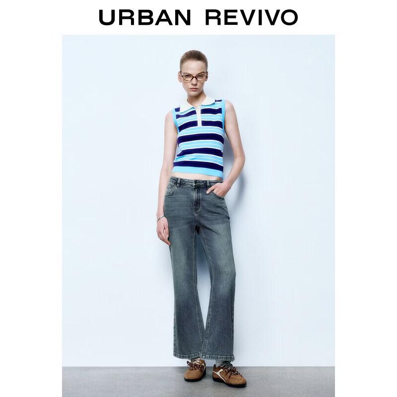 UR2026 Women s Washed Cropped Flared Denim Jeans 30
