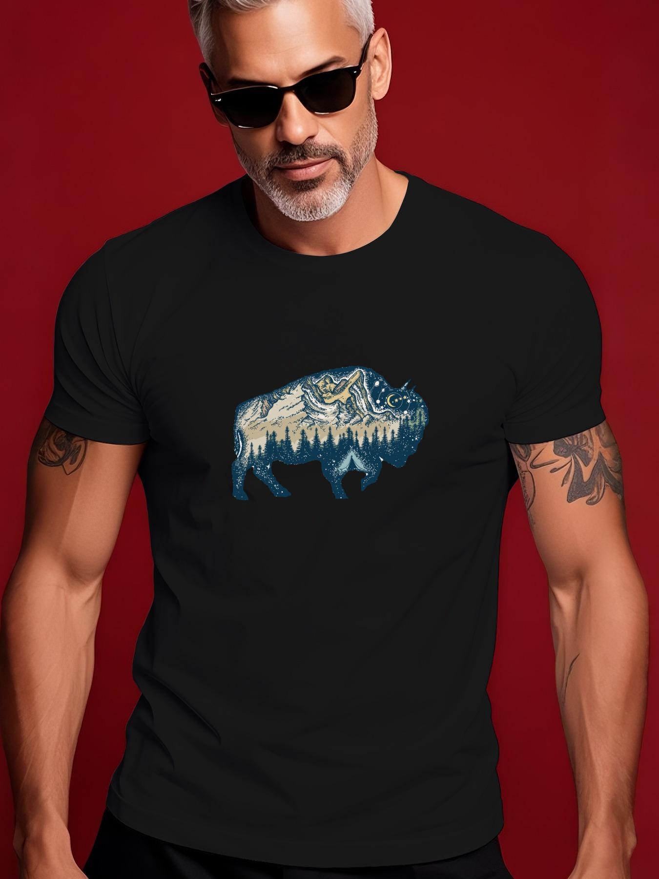 Summer with Mountain Yak Graphic - Black T-shirt XXXL