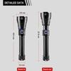 100000LM Flashlight XHP360 Torch Self-protection Lantern Zoomable Lamp Waterproof Flash Light Long Straps Portable Torch Light