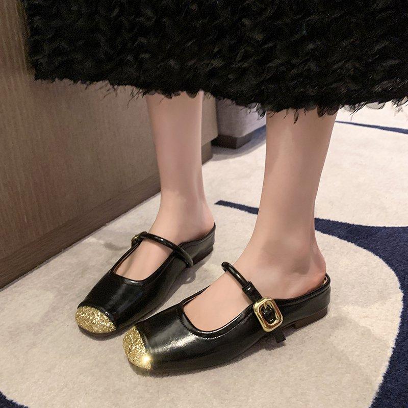 Hot Selling 2025 Silver Women's Balance Slippers Half Drag Sole Round Head Joining Ballet Slippers With Drawstring Mary Sandals