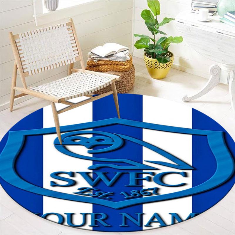 Sheffield Wednesday Football Club Custom Name Round Area Rug,Carpet Rug for Living Room Bedroom Sofa Playroom Decor,Non-slip Floor Mat