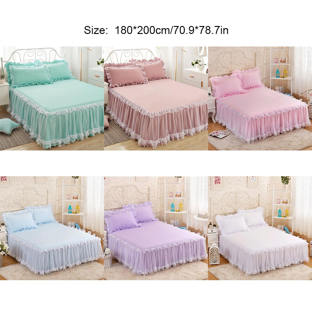 Easy To Clean Non-Slip Mattress Cover Wide Bed Skirt Elegant Princesses Bed Skirt Ruffled Bed Skirt