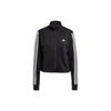 Giacca Casual Larga con Zip e Strisce, Collo Alto, da Donna, Capospalla, Nero HZ5615