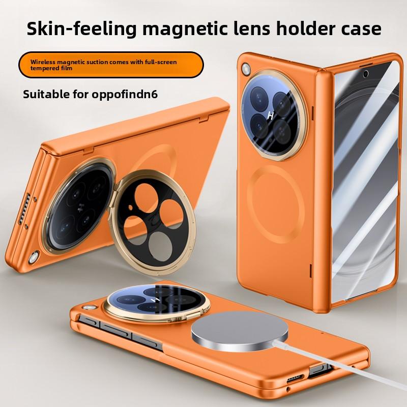 For OPPO Find N6 Case Luxury Hard Skin Magsafe Magnetic Lens Stand Protective Back Cover Case For Find N6 Full Cover Phone Shell