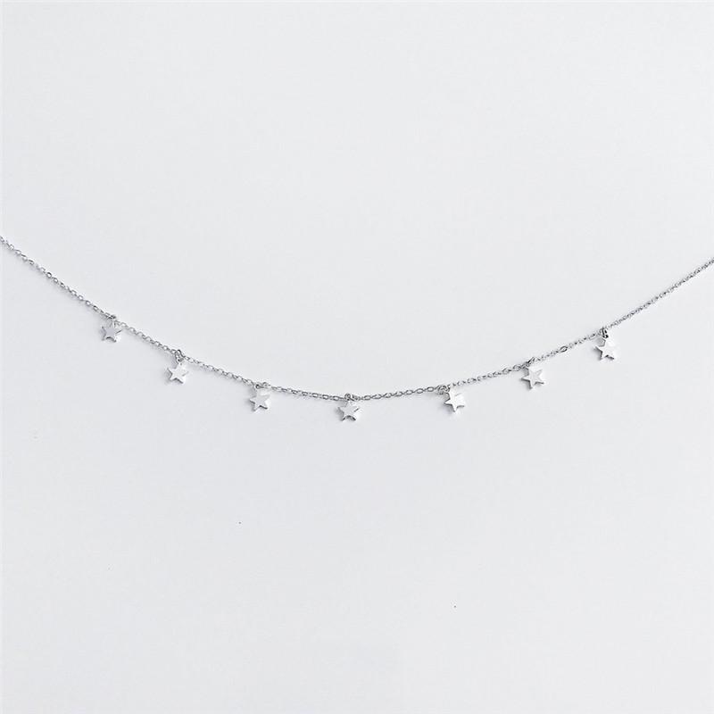 Fashion Star Pendant Clavicle Chain Necklace Choker Charms Gold Silver Color Metal Collar Necklaces For Women Neck Jewelry