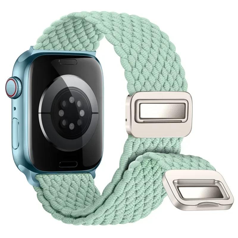 Nylon Band For Apple Watch Strap 44mm 40mm 45mm 46mm 49mm 41mm 38 Magnetic Braided Bracelet iWatch Series Se 7 6 8 9 10 Ultra 2