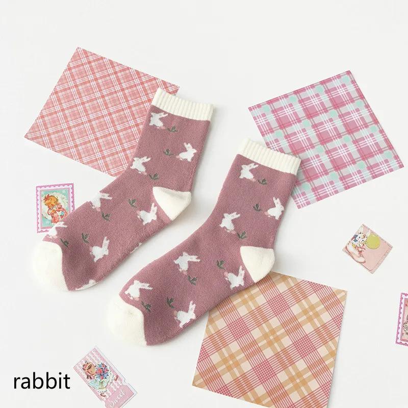 Kawaii Women Animals Cartoon Socks Cotton Rabbit Women Korean Version of Socks Fashion Street Socks