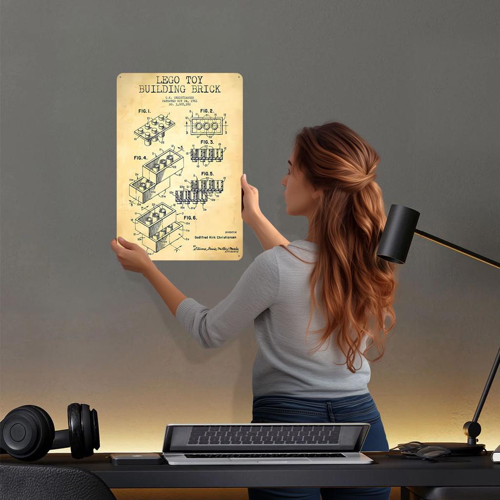 Lego Toy Building Brick Sign Blueprint Poster Vintage Interior Decoration Custom Metal Tin Signs for Wall Art Decoration Retro