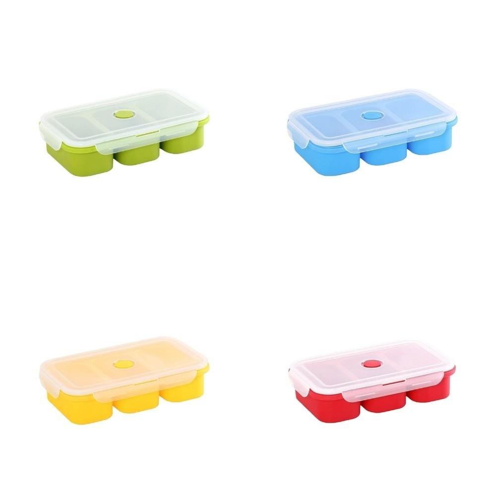 3-Grid Freezer Soup Tray Silicone Food Meal Molds Durable Soup Ice Cube Molds  Soup Storage