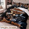 Harley-Davidson Printed Bedding Set Custom Name Text 1 Duvet Cover 2 Pillowcases For Bedroom