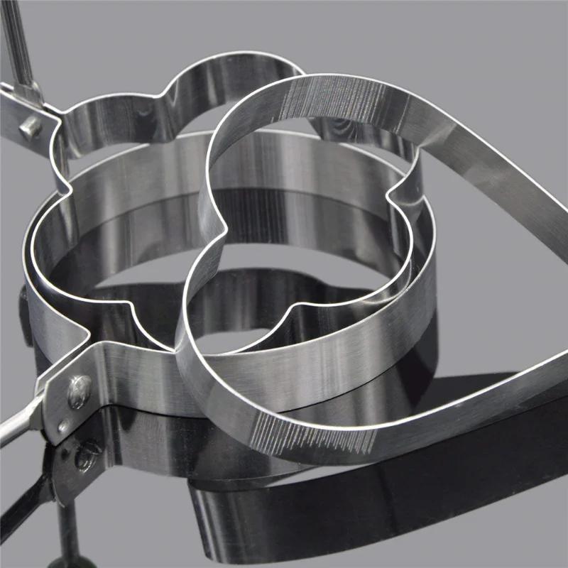 1/5PCS Stainless Steel Round/Heart/Flower/Five-Pointed Star And Mouse Shaped Egg Mold Ring Kitchen Utensil