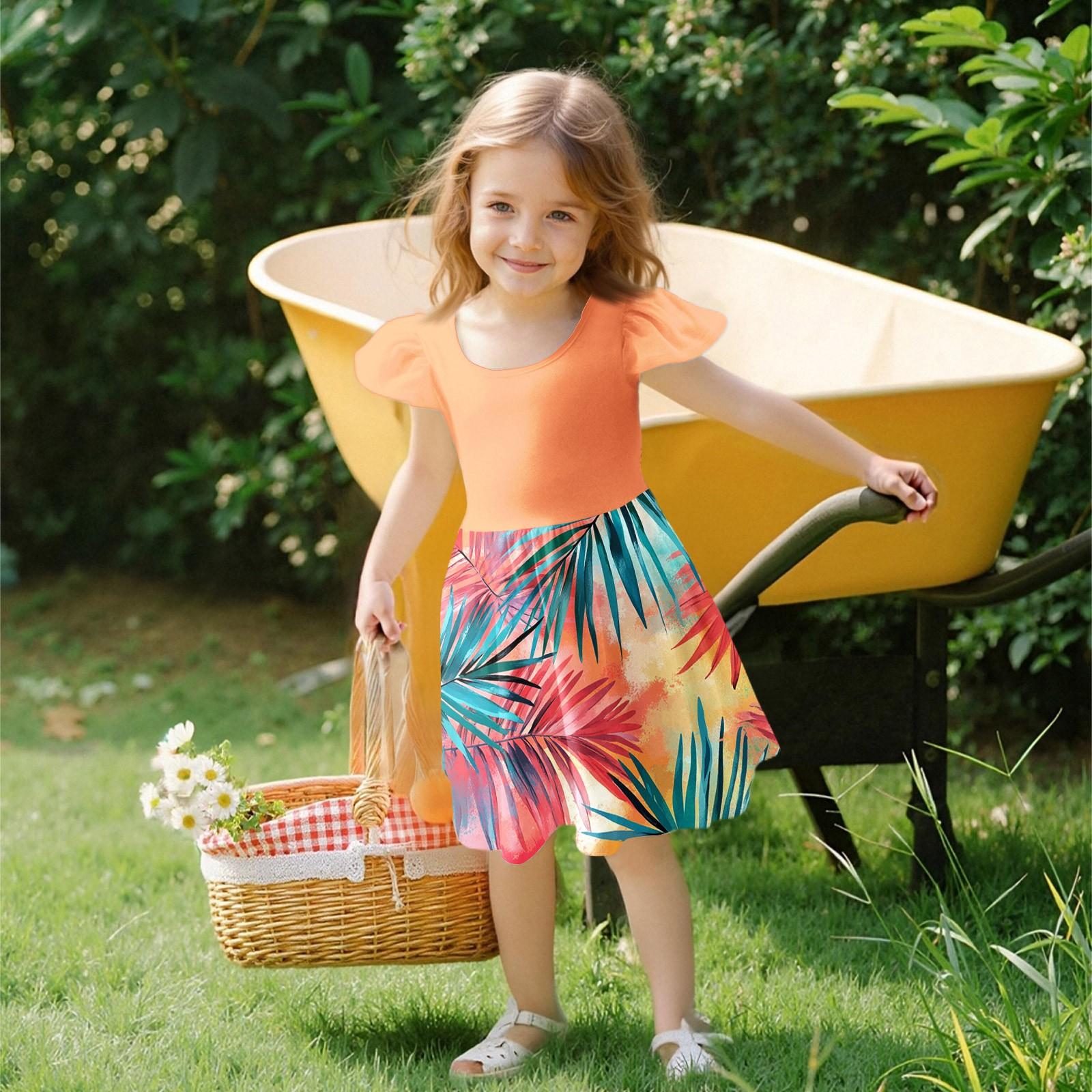 

Девочки Платье с рукавами для малышей Платья Повседневные платья для вечеринок и школ Одежда для девочек 110 оранжевый