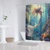 Enchanting Mermaid Shower Curtain - Vibrant Underwater Coral Reef Design For Modern Bathroom Décor, Waterproof & Easy Care