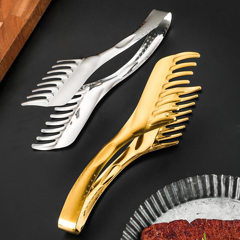 Thickened Stainless Steel Food BBQ Tongs Kitchen Steak Bread  Clamp Cake Meat Grilling Clip Serving Home Cooking Utensils