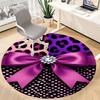 1pc Leopard Print Bow Office Round Rug, Non-slip, Soft and Durable Office Rug for Interior Decoration, Perfect for Office,Decoration yy260204061