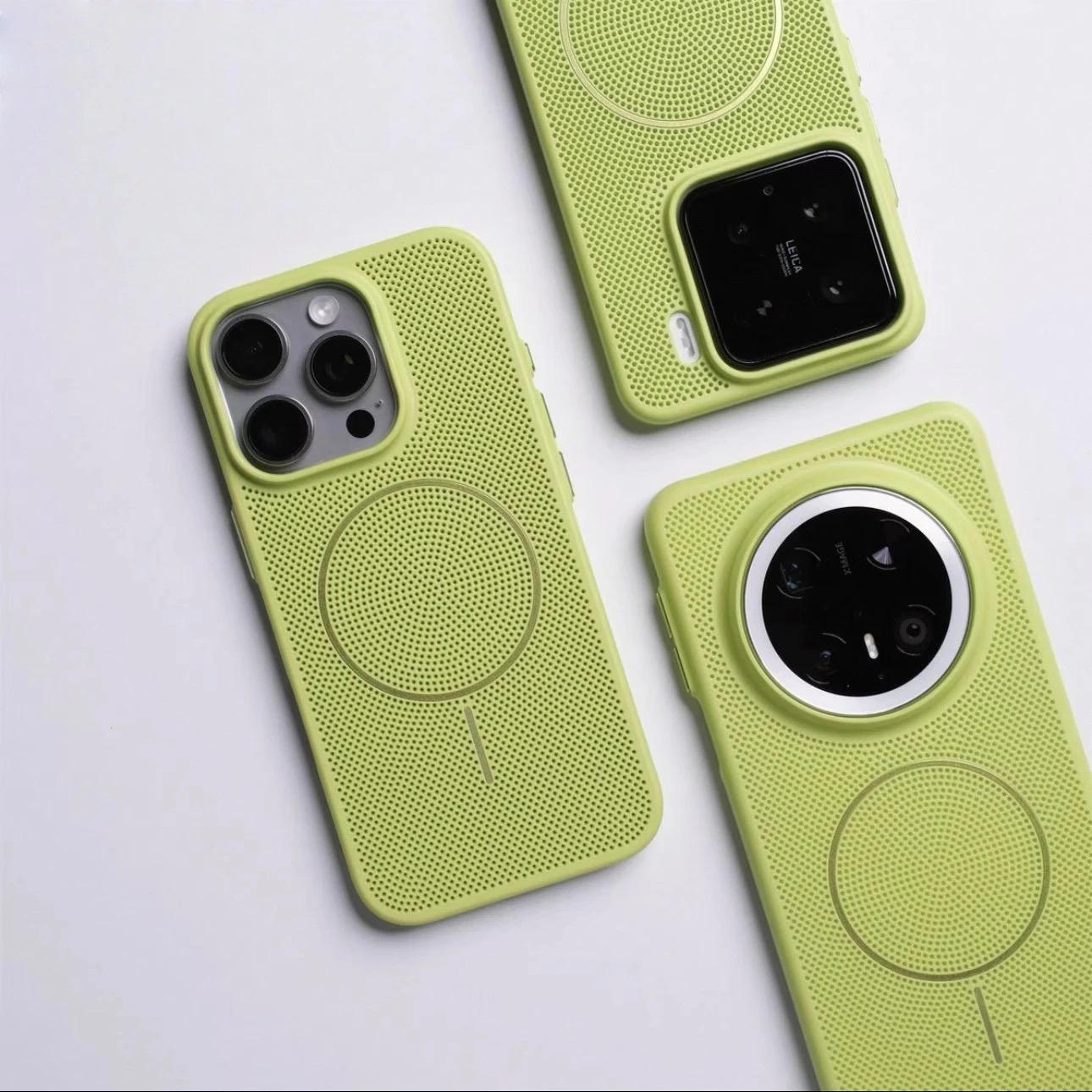 

Luxury Cooling Mesh Breathable For Magsafe Magnetic Case For iPhone 16 15 14 13 12 11 Pro Max Plus Wireless Charging Hard Cover iPhone 15 Pro Max