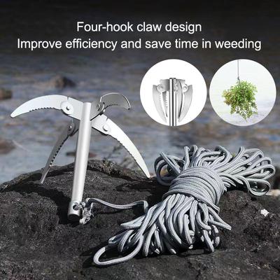 1 Piece Of Four Cornered Fishing Lawn Mower, Weed Removal Tool, Wild Fishing Grab Hook, Anchor Hook, And Grass Catcher