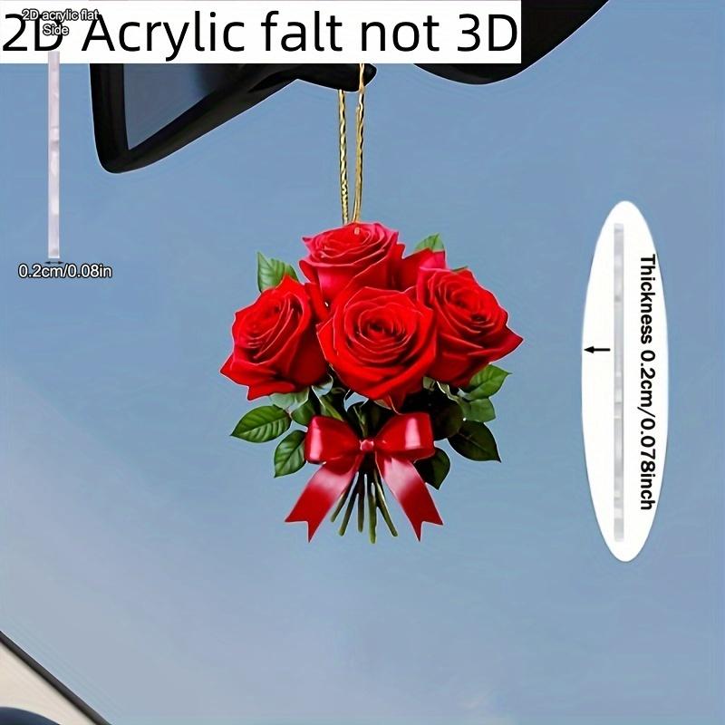 a Rose Red Car Pendant, Romantic Love Decoration for Car Dashboard, Accessories for New Year, Valentine'S Day, And Halloween
