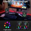 Computer Speaker with Colorful RGB Lights USB Powered 3.5mm Aux- in Mini Crystal Sound Speakers for Desktop Laptop Monitor Black