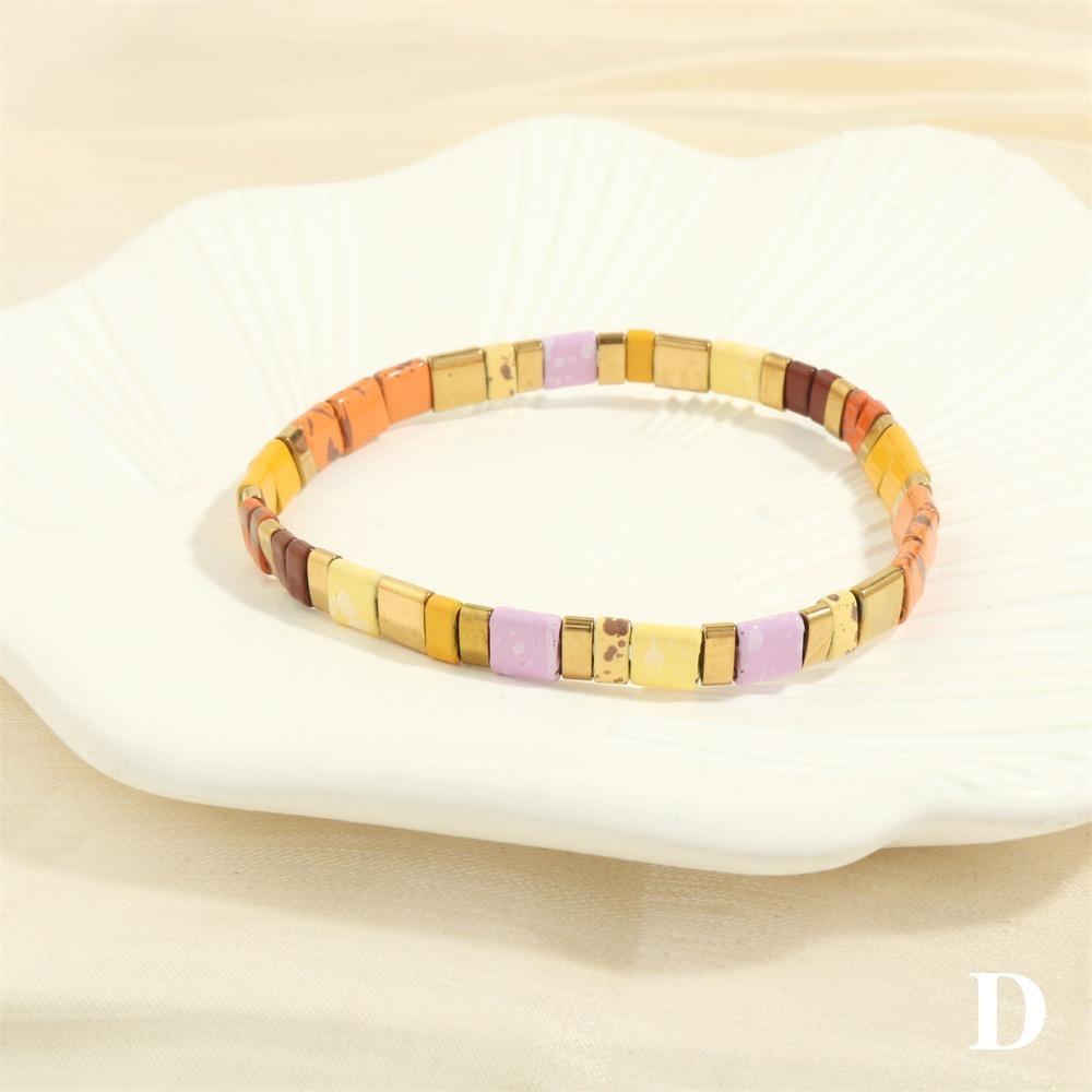 Geometric Type Elastic Bracelet Colorful Stackable Bracelet Fashion Tila Beads Bracelet  Women