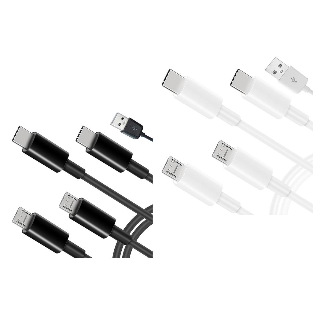 Portable 1 in 4 Out Power Cord Wire USB to 2 Type-C+2 Micro Multi-port Charging Cable Line for Cell Phones Tablets