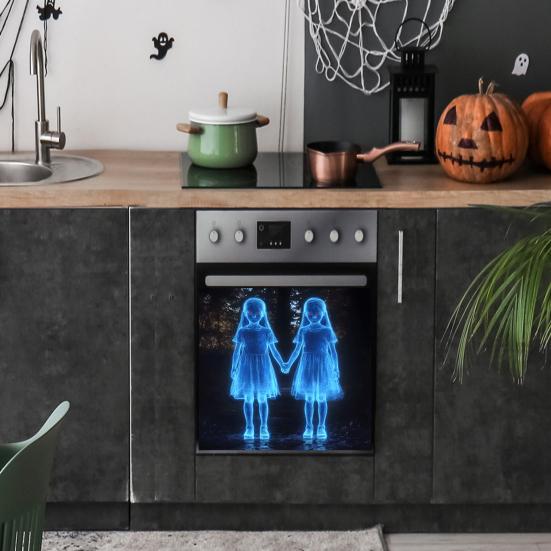 Halloween Wall Sticker Self Adhesive Scary Twins Sticker Spooky Movie Window Sticker for Bathroom Porch Indoor Outdoor Haunted House Themed Decoration