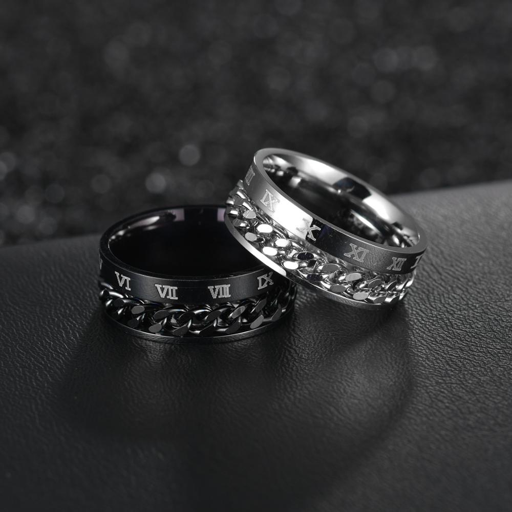 Anello Rotante Antistress da Dito Catena in Acciaio Inossidabile Uomo Classico Roma Senso di Potere Digitale Regalo