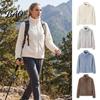 Lightweight Warm Jacket Women Zip-Up Fleece Jacket, Stand Collar Long Sleeve Loose Casual Outerwear Coat, Solid Color for Fall Winter