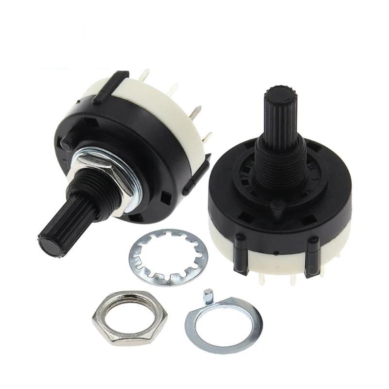 RS26 Rotary Band Selector Switch 1-4 Pole Position 3/4/6/12 Adjustable Gears for Hobbyist Electronic DIY Project Circuit Control