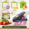 Multifunctional Vegetable Chopper 7 Blades Professional Onion Dicer Salad Container Potato Carrot Garlic Essential Kitchen Tool Gray