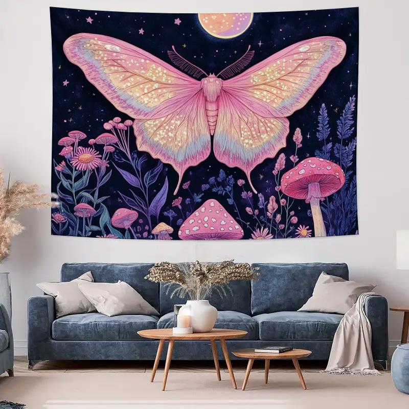 Dream Butterfly Garden Tapestry  Large Pink Butterfly Wall Decor