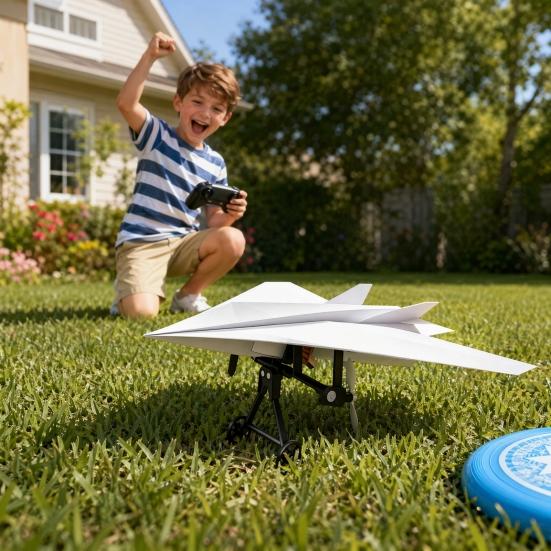 Kit DIY Avião de Papel RC, Módulo Elétrico de Avião com Controle Remoto com Estabilizador Giroscópico, Hélices Duplas, Conjunto de Componentes Lançadores de Aeronaves de Papel para