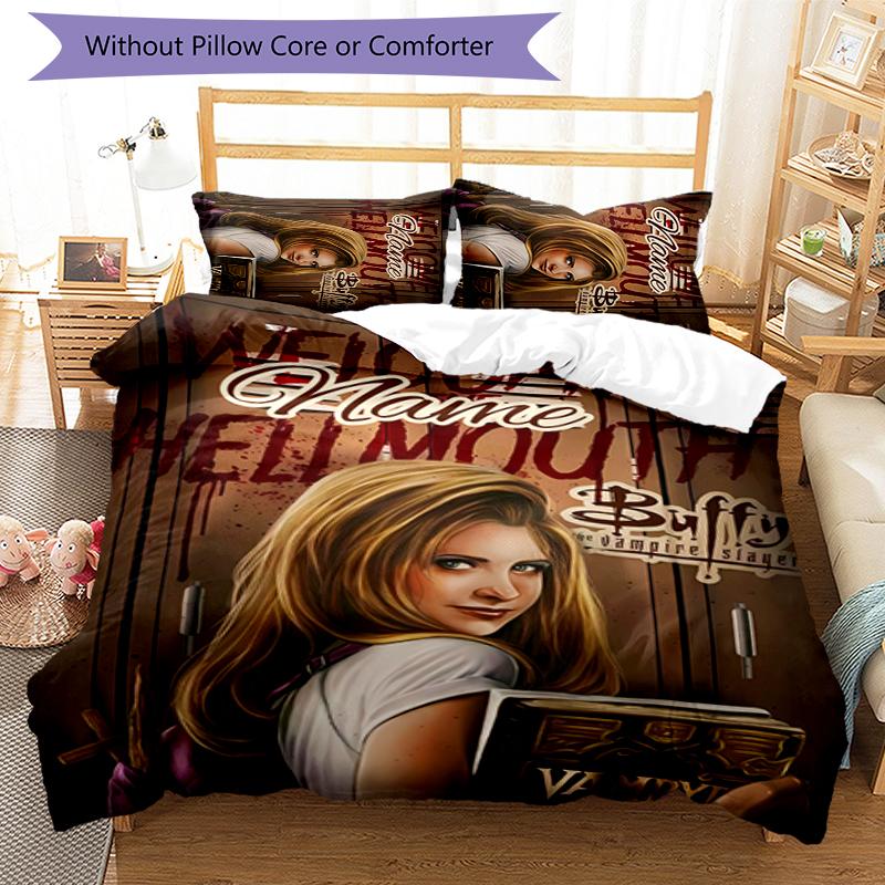 3pcs Custom Name Buffy the Vampire Slayer Bedding Set Duvet Cover Closure Includes 1 Duvet Cover & 2 Pillowcases for All Seasons Bedroom Decor