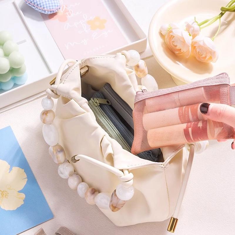 1Pc Portable Mini Zipper Mesh Storage Bag New Coin Purse Small Square Mesh Coin Purse Travel Storage Carry Pouch With Zippered