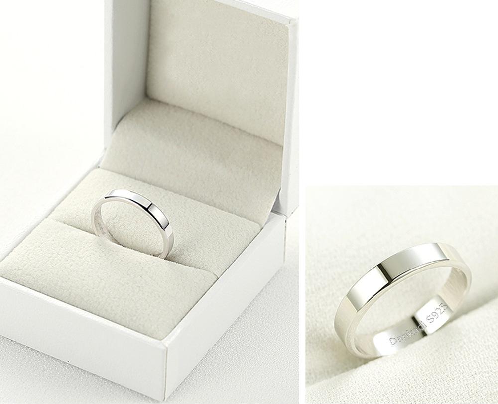 Simple Smooth Flat Top Ring S925 Silver Male And Female Couples Wedding Ring Single Ring