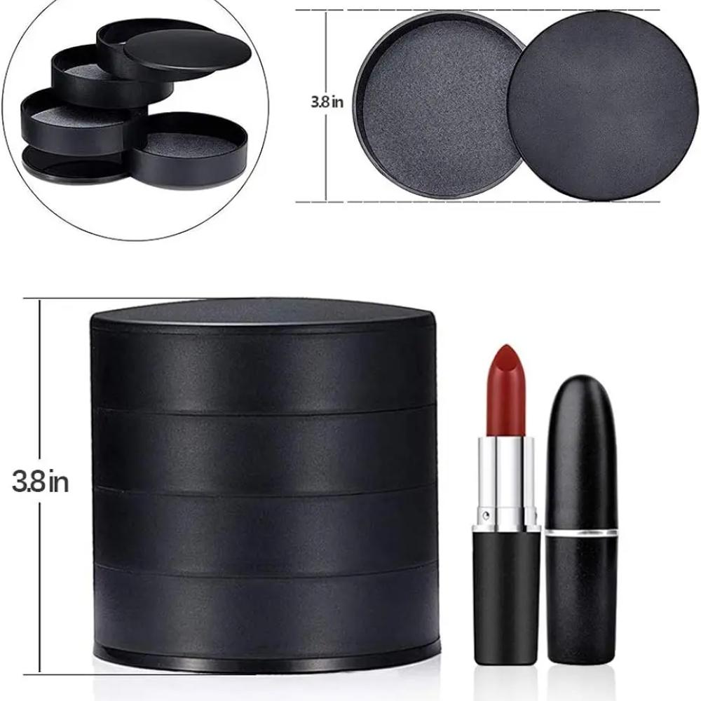 Women's Jewellery Holder, 4-Layer Rotating Design with Lid, Desktop Storage Box for Rings, Bracelets, Earrings and Necklaces