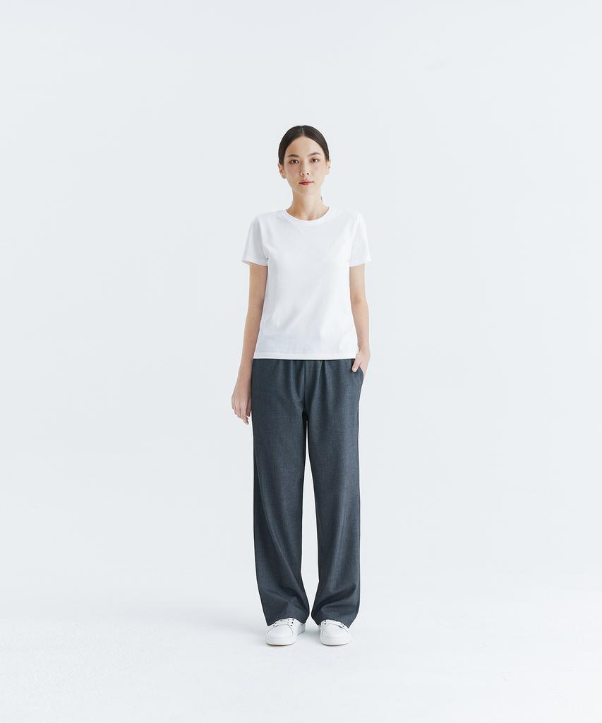 WHOLOVESART [Summer Fabric Added] Unisex Semi-Wide Elastic Waist Slacks Gray
