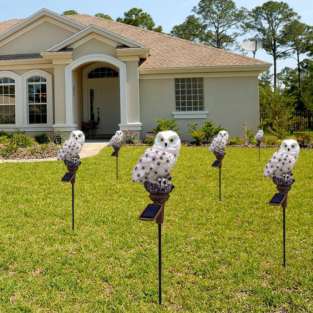 Solar LED Lights Outdoor Decorative Lawn Stake Owl Lights Yard Art Garden Decor