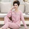 الربيع والخريف السيدات المرأة السترة منامة فضفاضة ومريحة عالية الجودة منتصف العمر القطن طويل الأكمام بنطلون المنزل مجموعة
