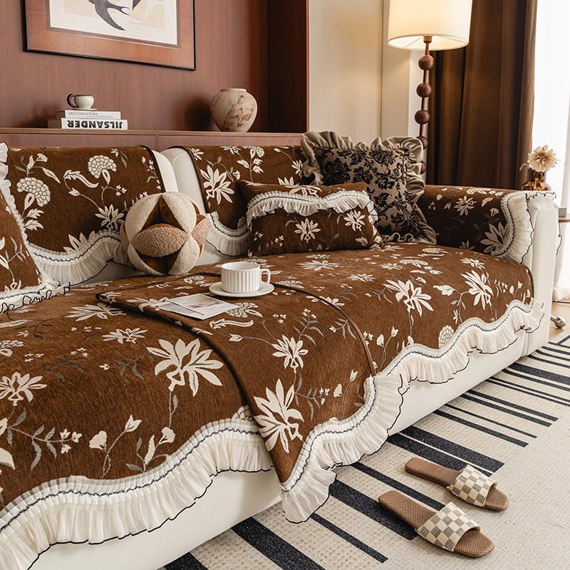 1pcs Irregular Sofa Cover Chenille Modern Non-slip Couch Cushion Simple Durable Furniture Protector Home Decor
