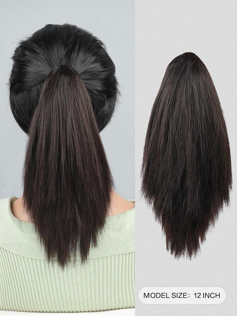 Synthetic 12inch Claw Clip Short Straight Ponytail Hair Extension For Women Pony Tail Hair Hairpiece