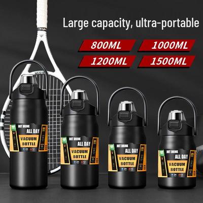 304 Stainless Steel Large Capacity Vacuum Insulated Sports Bottle with Handle and Dual Drink Lids for Outdoor Activities