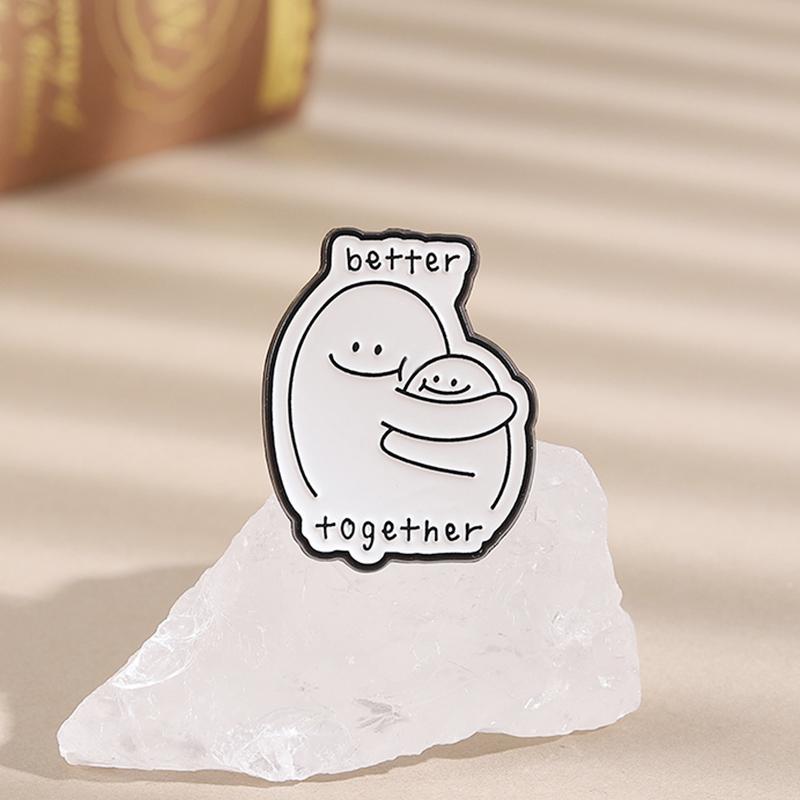 Better Together Hug Enamel Pin Funny Cartoon Characters Kindness Vibes Brooch Lapel Badge Fashion Jewelry Gift for Friends