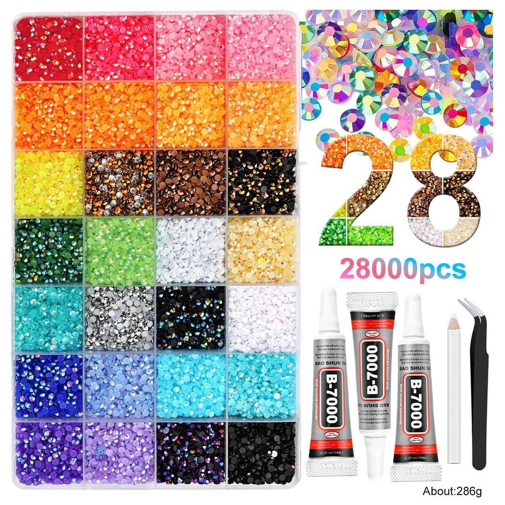 Nail Art Accessories: 40-Grids Colored Resin Flat-Bottom Jelly Rhinestones for DIY Nails, Clothing, and Phone Decoration