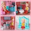 Doll House for Girls with Lights Rooms Dolls Figure Puppies Furnitures Accessories Princess Toddler Dollhouse Playhouse Gift