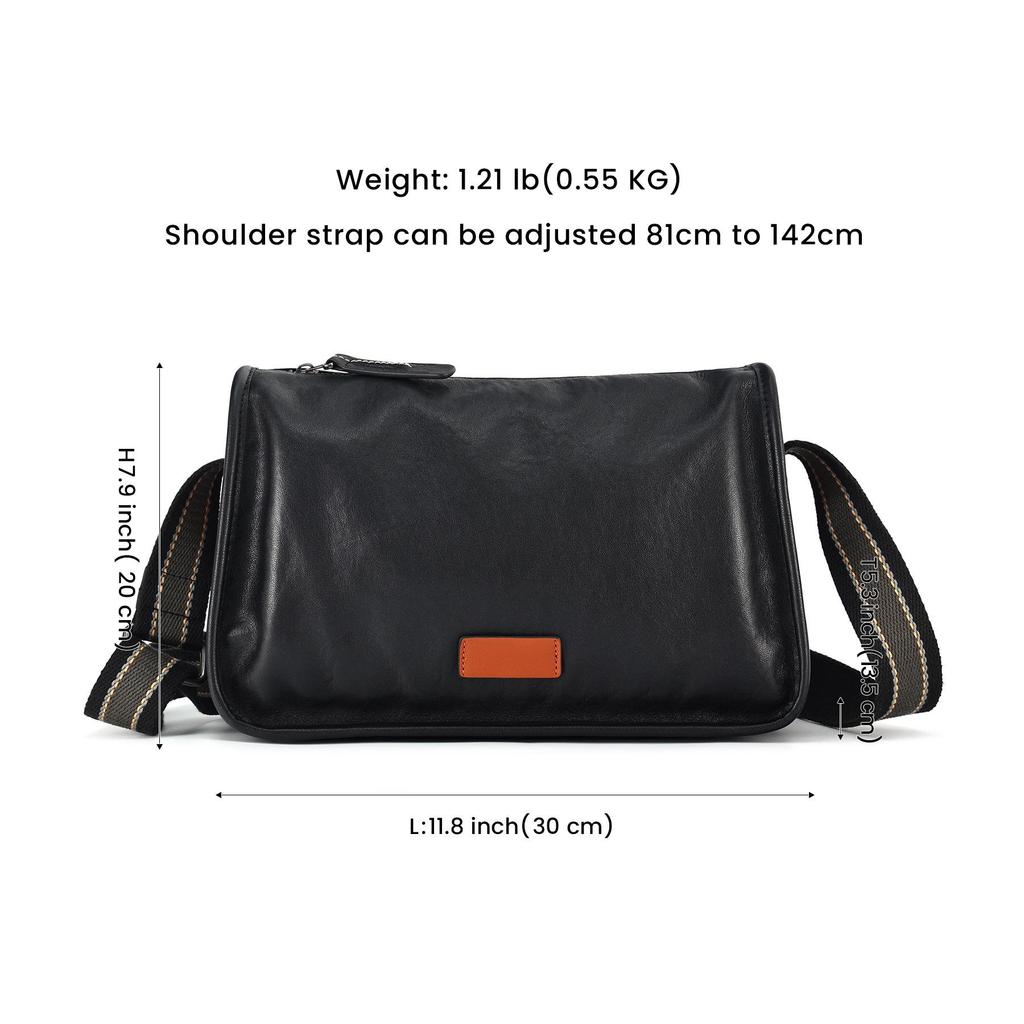 Bolsa Transversal Mensageiro Masculina de Couro Genuíno Crazy Horse